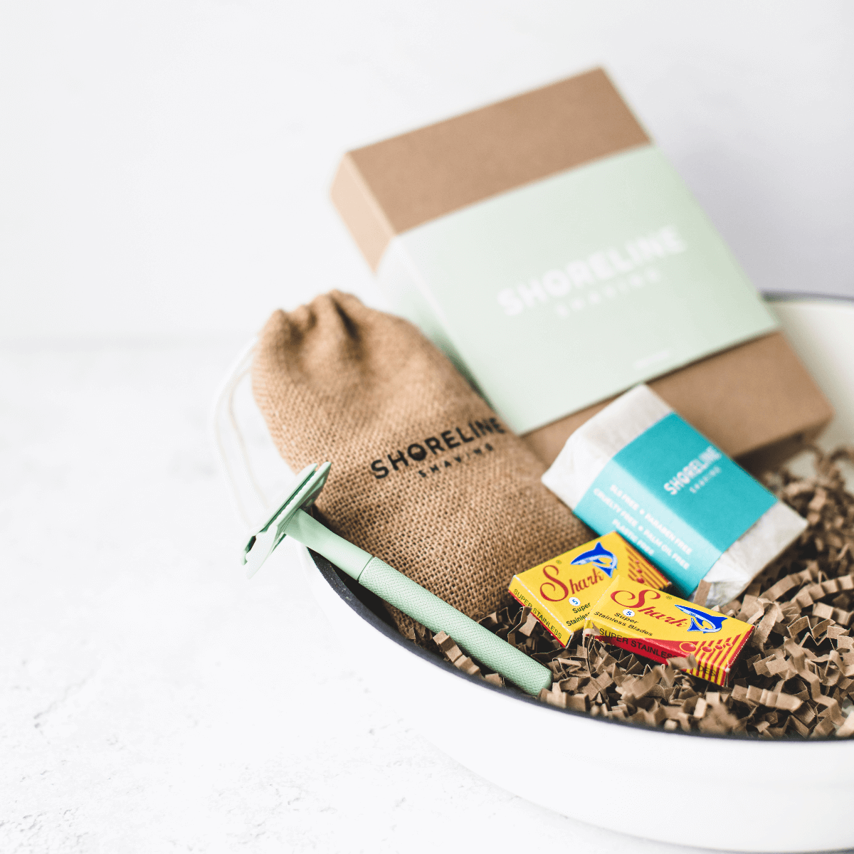 Shaving Kit with Metal Razor - Mint Green | Shoreline Shaving | Life Before Plastic